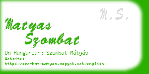 matyas szombat business card